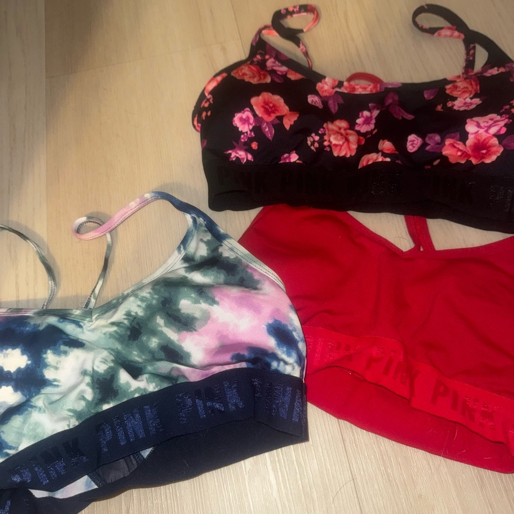 PINK Victoria's Secret Floral and Tie-Dye Bralette Lot